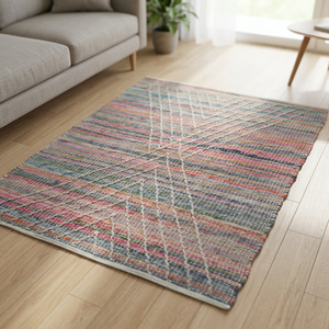 Alfombra Rectangular de Yute Tejida a Mano con Patrón Geométrico, Estilo Bohemio, Base de Algodón, para Decoración de Sala de Estar - Product Image 2