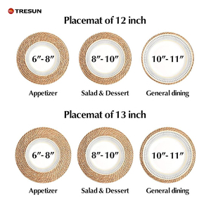 Woven <b>Placemats</b> <b>Round</b> Rattan <b>Placemats</b> Set Natural Wicker Chargers for Dinner Plates, Heat Resistant Easy to Clean, and - Product Image 2