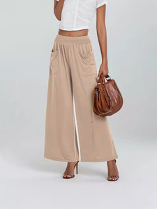 <span class=keywords><strong>Pantalones</strong></span> casuales sueltos sólidos de cintura alta para mujer 2025 <span class=keywords><strong>Pantalones</strong></span> anchos bolsillos - Product Image 5