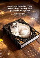 Lit-griffoir pour chat en forme de livre magique à motif lune délicat, en carton résistant à l'usure, feuille à gratter réutilisable, nid douillet pour animaux de compagnie d'intérieur