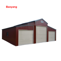 Kit de hangar préfabriqué en acier de style américain moderne personnalisé, structure en poutre H, porte coulissante, panneaux sandwich, garantie 5 ans