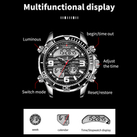 LIGE FB0007 Montre Digitale Homme Échantillon Chronographe Sport Étanche Relogio Masculino Verre Alliage Acier Inoxydable