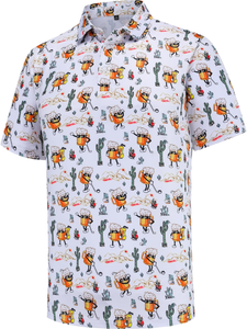 Chemise décontractée pour homme en lin/coton tricoté respirant à manches courtes et imprimé, idéale pour l'été et la plage - Product Image 2