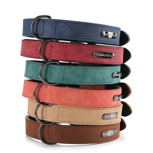 Fabrikant Meerdere Kleuren Hond Halsband Groothandel Custom Logo Klassiek Gewatteerde Lederen Hondenhalsband