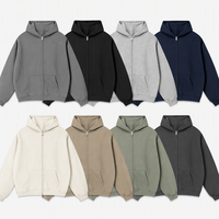 Sweat-shirt à capuche zippé pour homme avec logo personnalisé, en molleton oversize, épaules tombantes, poche kangourou, vêtement décontracté, service OEM