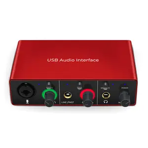 24bit interface de áudio Suppliers-Placa de som usb externa, interface de áudio usb, estúdio externo para gravação de podcast 96khz, 24bit, interface de áudio