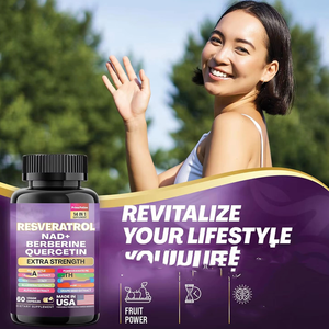 Suplemen Resveratrol, mengandung NAD, Berberine, dan Quercetin, 14-in-1 suplemen Herbal, kapsul Resveratrol - Product Image 5