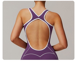 Özel Logo tek parça egzersiz Romper Backless kadınlar kız Bodysuit spor Fitness kadın tulum Yoga kadın tulum oyun