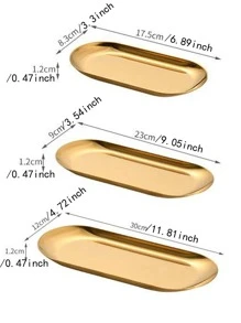 <b>Gold</b> Oval Jewelry Display <b>Tray</b> Metal Storage Christmas <b>Tray</b> for Decoration and <b>Serving</b> Elegant Fruit Plate - Product Image 4