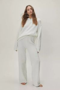 Maglione donna soffice lana di agnello lavorato a maglia a maniche lunghe Top e pantaloni lunghi a gamba larga <span class=keywords><strong>Set</strong></span> due pezzi - Product Image 5