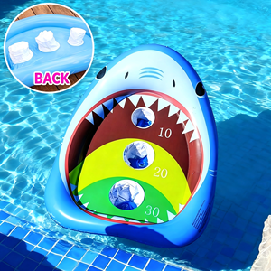 Juego de Lanzamiento de Anillos Flotantes de Tiburón Inflable, Juguete de PVC para <span class=keywords><strong>Piscina</strong></span>, Playa, Verano, Fiestas al Aire Libre - Product Image 1