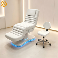 Table de massage électrique LED commerciale avec tabouret pour salon de beauté, club de spa de luxe, équipement de mobilier