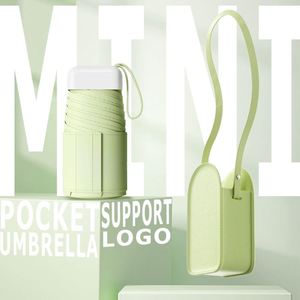 Parapluie portable manuel coloré coupe-vent anti-UV en cuir miniature personnalisé pour femme, idéal pour cadeau d'entreprise avec logo publicitaire - Product Image 1