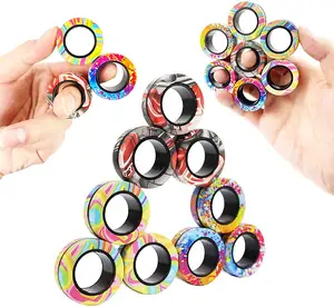 Nieuwste Camo Vingers Magneet Ringen Stress Reliëf Magisch Speelgoed Voor Training Verlicht Autisme Magnetische Ring Fidget Spinner Speelgoed