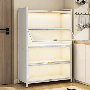Armoire de cuisine personnalisée grise 4/5 portes pour micro-ondes, <span class=keywords><strong>meuble</strong></span> de rangement anti-poussière pour snacks de salon - Product Image 2
