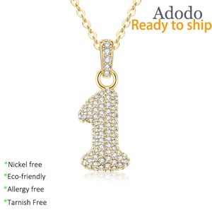 Collar de Moda Hip Hop con Números de Ángel, Ecológico, de Cobre con Baño de Oro de 14k, Incrustaciones de Zirconia y Diamantes, para Mujer - Product Image 1