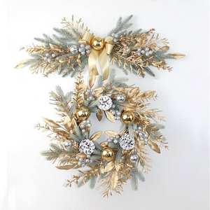 Premium Artificial Holiday Green Pine Xmas Tree Snow Golden <b>Door</b> Hanging <b>Christmas</b> <b>Wreath</b> <b>Christmas</b> Decorations - Product Image 5