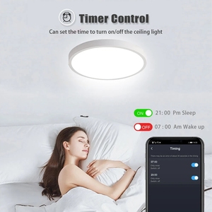 Iluminação de teto inteligente alexa tuya rgbcw, luz de painel de luz ambiente para sala 24w 1600lm, funciona com wi-fi, app, controle de voz, lâmpada de teto - Product Image 5