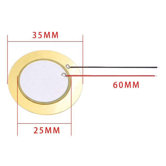 Diameter 35MM Piezo Ceramic Brass With Wire Disc Alarm Sounding Sound Piezoelectric Ceramic Plate Buzzer Acoustic Components