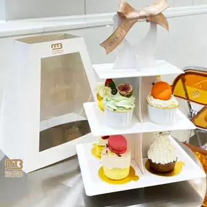 Giá rẻ multilevel bánh đứng 3 Tier Giấy Bánh chủ đứng, món tráng miệng để đi bao bì