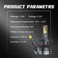 Kit de conversion de phares LED pour voiture avec 4 tubes en cuivre, 120W, 12000LM, H4 H7, 6000K, tout-en-un, ventilateur Canbus, ampoule de phare LED 9005 9006