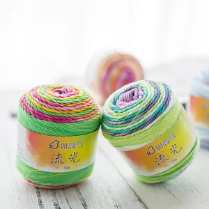 Yarncrafts อินทรีย์ Rainbow Mercerized ผ้าฝ้าย100% ถักเส้นด้ายย้อมมือถัก