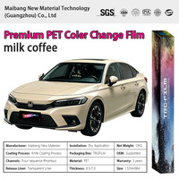 Rollo de Vinilo para Envolver Automóviles de PVC de Alta Calidad, Acabado Cristalino Color Latte; Cambia de Color, Resistente a los Arañazos y de Alto Brillo