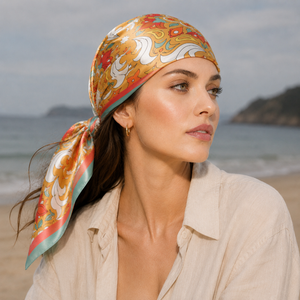 American European Reversible Women Silk <b>Square</b> <b>Scarf</b> Fashion Digital Print Adult Breathable Pattern All Seasons Daily Wear - Product Image 3