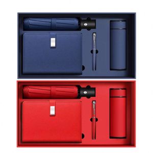 X527 Custom Personalized Business School Teacher Day Giveaway Umbrella Vacuum Flask Cup Journal Notebook Pen Thermos <b>Gift</b> Set Bo - Product Image 1