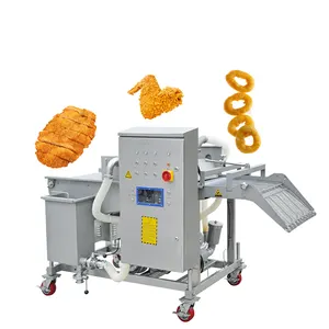 Personalizable de alta eficiencia de pollo chuletas Nugget Fry snack Battering Machine línea de procesamiento de alimentos para la industria