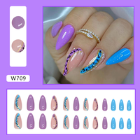Nouvelles fournitures : Faux ongles en acrylique personnalisés, design diamant, pour pose à la française