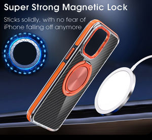 Étui de <span class=keywords><strong>t</strong></span>éléphone magnétique en fibre de carbone antichoc avec béquille rotative de qualité supérieure 360 - Product Image 6