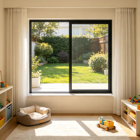 Ventana Corredera de Aluminio con Rotura de Puente Térmico de 3 Vías, Resistente al Viento y al Agua, para Viviendas Residenciales, Estilo Moderno Minimalista, Tamaño Personalizado