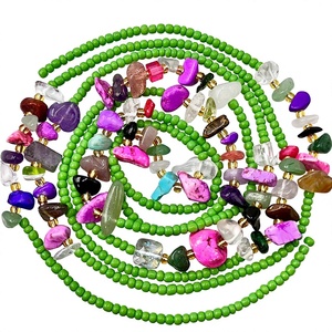 Chaîne de ventre bohème en galets de cristal, 60 pouces, pierre naturelle, plaqué or, unisexe, pour usage quotidien et soirées - Product Image 2