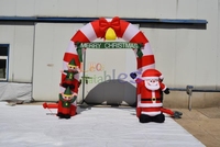 Arche gonflable de Noël avec Père Noël et les elfes, toile de fond gonflable Joyeux Noël, arche d'entrée pour la décoration des fêtes
