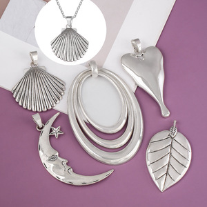 Colgantes grandes retro más vendidos, Estrella y Luna, accesorios de plata antigua, collares, pulseras, materiales de bricolaje - Product Image 3