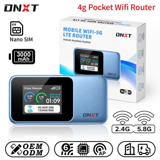 DNXT 4g Sim Card Router WiFi6 Mini Portable Wifi Router 2.4g&5.8g All Network Portable Wifi AP Carte Sim Wifi Portable for Trip