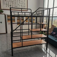 Lit mezzanine double pour étudiants et adultes avec cadre en acier métallique pour bureau pour dortoir, école ou hôtel avec fonction de rangement