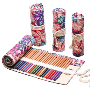 Estojo de Lápis de Lona MIAO YUAN de Grande Capacidade com 12/24/36/48/72 Compartimentos, Bolsa Enrolável Fofa para Escolas, Escritórios, Homens e Mulheres - Product Image 4