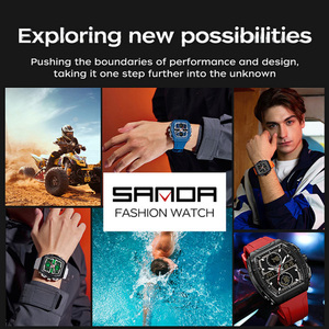 SANDA 6231 นาฬิกาข้อมือดิจิตอลทรงโทนโน่ลำลองแบบสปอร์ต นาฬิกาปลุกแบบเลื่อนปลุก นาฬิกาอิเล็กทรอนิกส์กันน้ำเรืองแสง - Product Image 4
