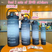 Lot de quatre gobelets de sport en plastique grande capacité, colorés en dégradé, avec pailles, pour étudiants, pour la rentrée scolaire