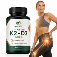 Capsules de Vitamine D3 K2 MK7 en Gros avec Huile MCT pour l'Absorption du Calcium, le Soutien des Os, des Articulations et du Système Immunitaire, 60 Comprimés, Étiquette OEM