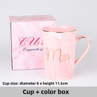 Mug à café en céramique marbrée nordique personnalisé avec cuillère dorée et couvercle, ensemble cadeau de mariage pour les couples, Saint-Valentin