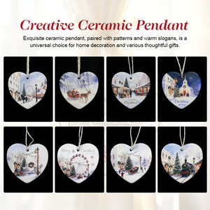 Ornements en céramique en forme de cœur de 3 pouces, imprimés en couleur UV de haute qualité, personnalisés pour les décorations de fêtes - Product Image 6