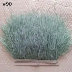 Fringe Manufacturer Green 10-13cm Ostrich Feather Trim Lace Trimming Fringe For Luxury Wedding Dress Decor