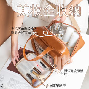 Nianduoduo – trousse à cosmétiques de grande capacité, étanche, multifonctionnelle, pour femmes, usage quotidien, couleur unie, poignée souple - Product Image 5