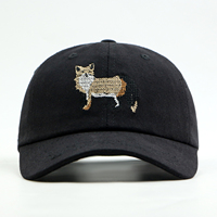 Casquette de baseball brodée sur le thème des chiens, casquette ajustable en coton délavé vintage pour un style décontracté et streetwear