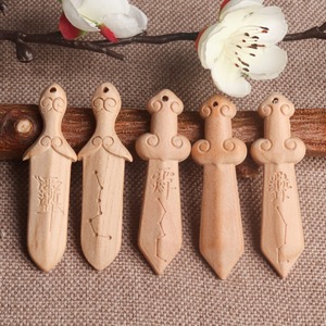 Colgantes de espada de madera Feicheng, amuletos temáticos de madera de durazno para regalo, joyería unisex - Product Image 2
