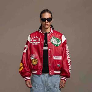 Custom Twill Leather Sleeve Varsity <b>Jacket</b> Patchwork Chenille Embroidery Insulated Vintage <b>Baseball</b> Winter <b>Men</b> Varsity <b>Jacket</b> - Product Image 1