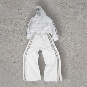 Ensemble de survêtement deux pièces pour homme, sweat à capuche et pantalon de survêtement à poches personnalisées, automne-hiver, surdimensionné, côtés rayés, en coton - Product Image 1